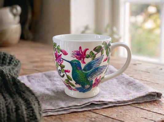 Personalized Bird Coffee Mug: Hand-Painted Hummingbird Gift