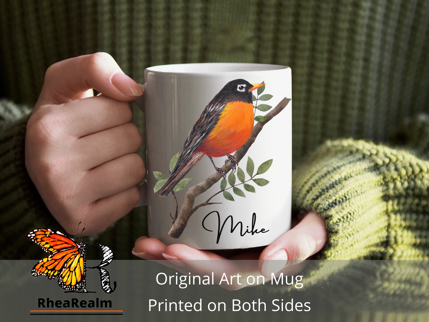 Personalized American Robin Bird Mug