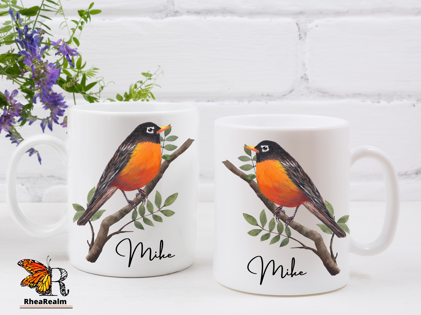 Personalized American Robin Bird Mug