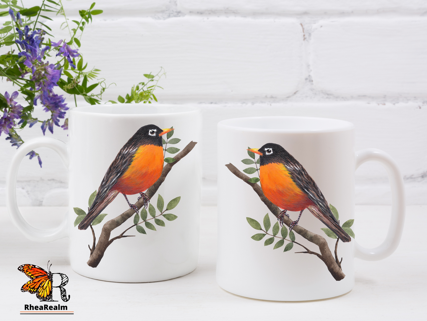 Personalized American Robin Bird Mug