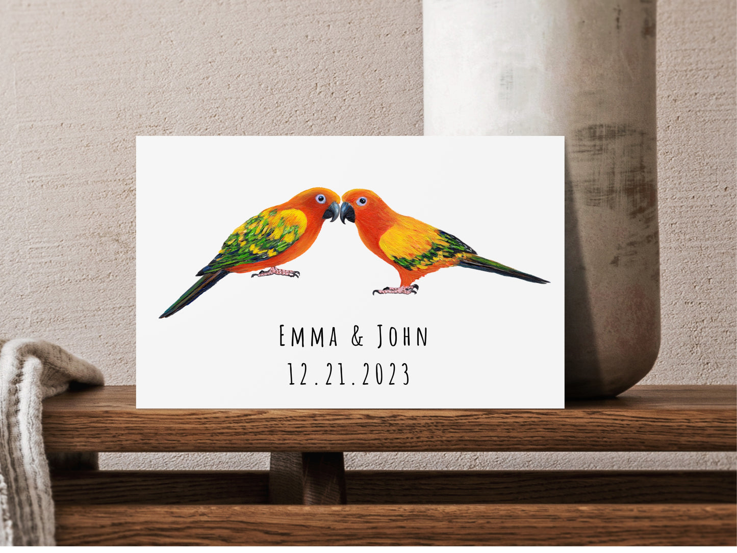 Personalized Sun Conure Couple Print