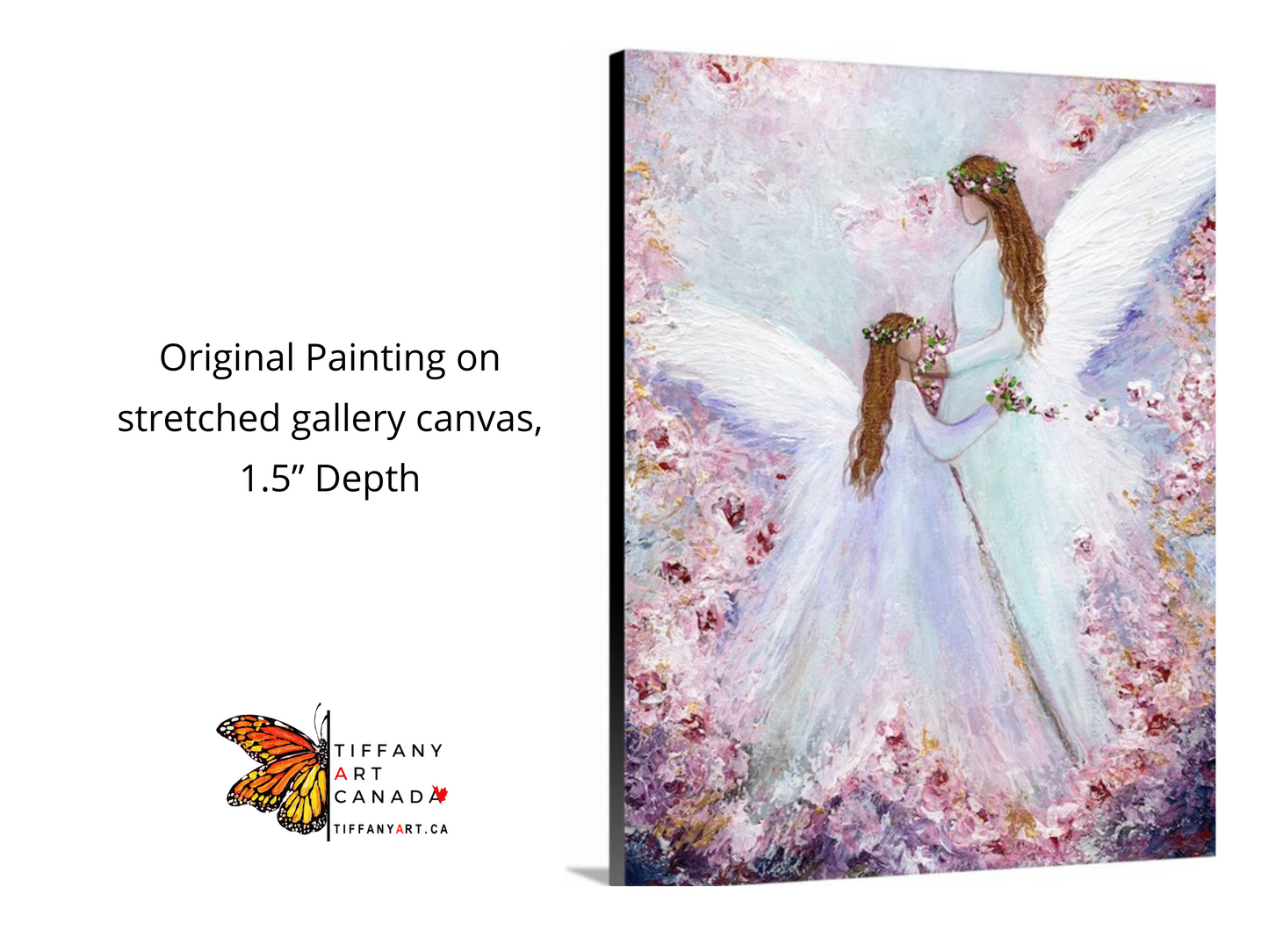 Two Angels With Roses Painting on Canvas