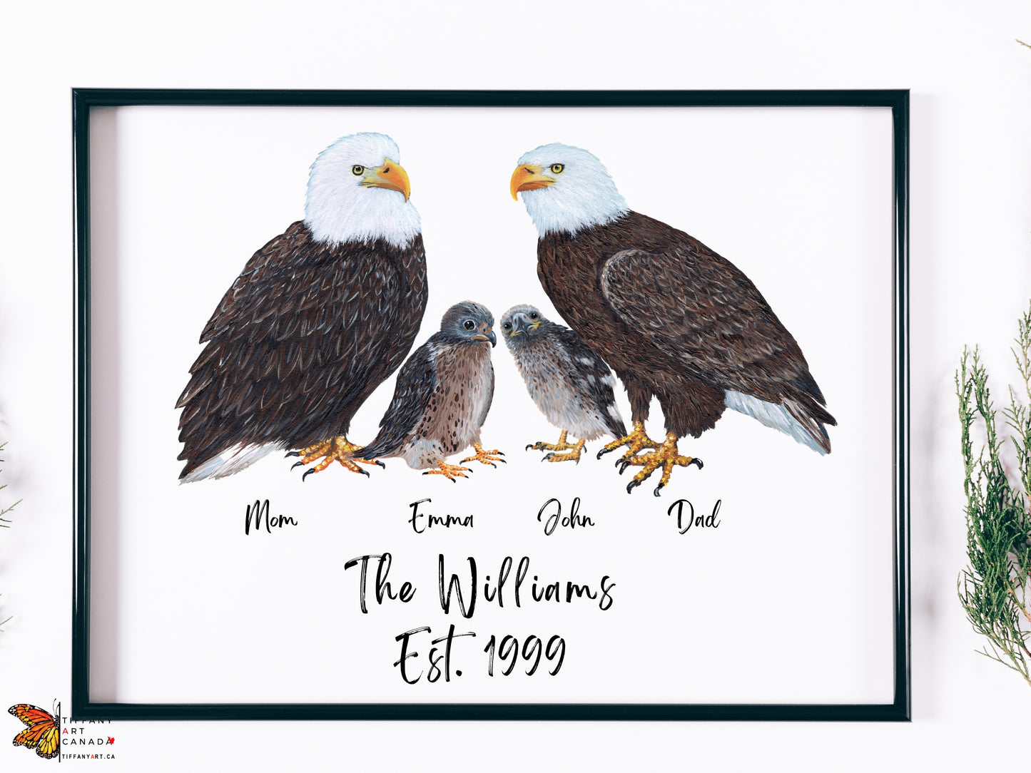 Personalized Eagle Family Print with Custom Names