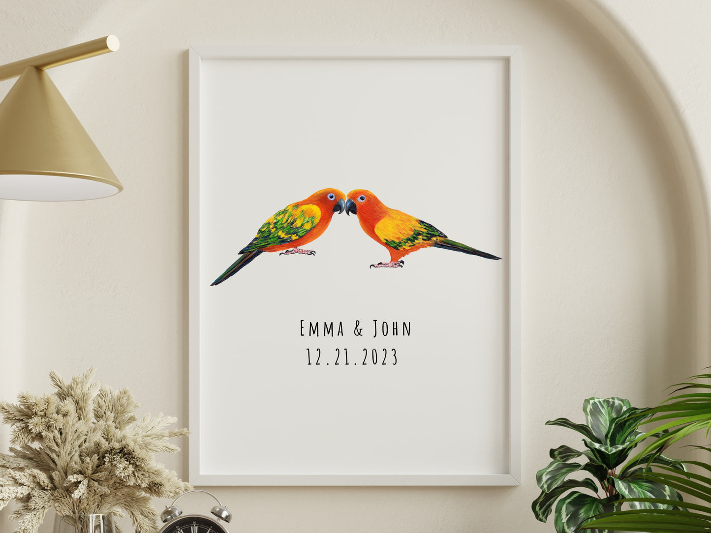 Personalized Sun Conure Couple Print