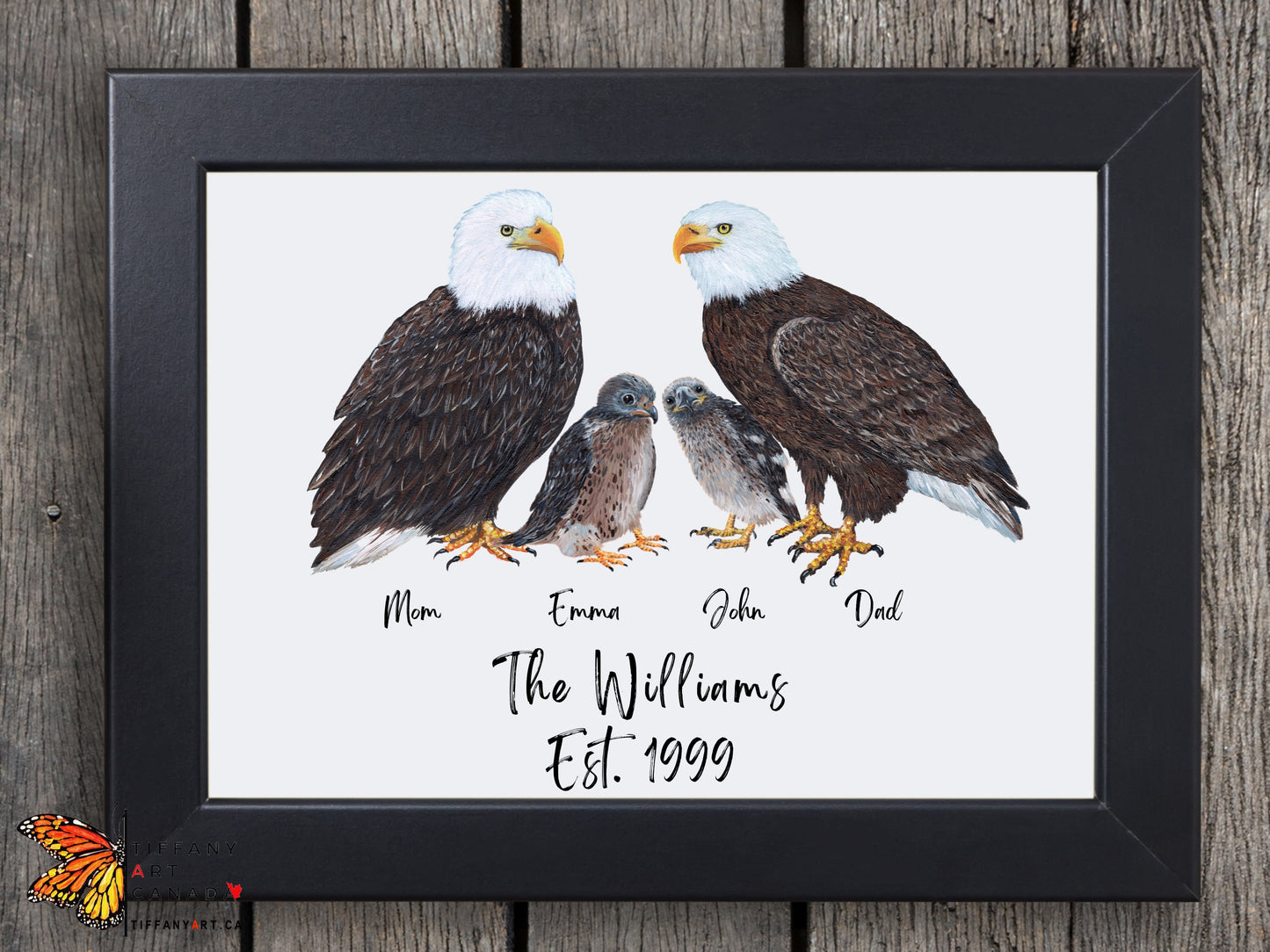 Personalized Eagle Family Print with Custom Names