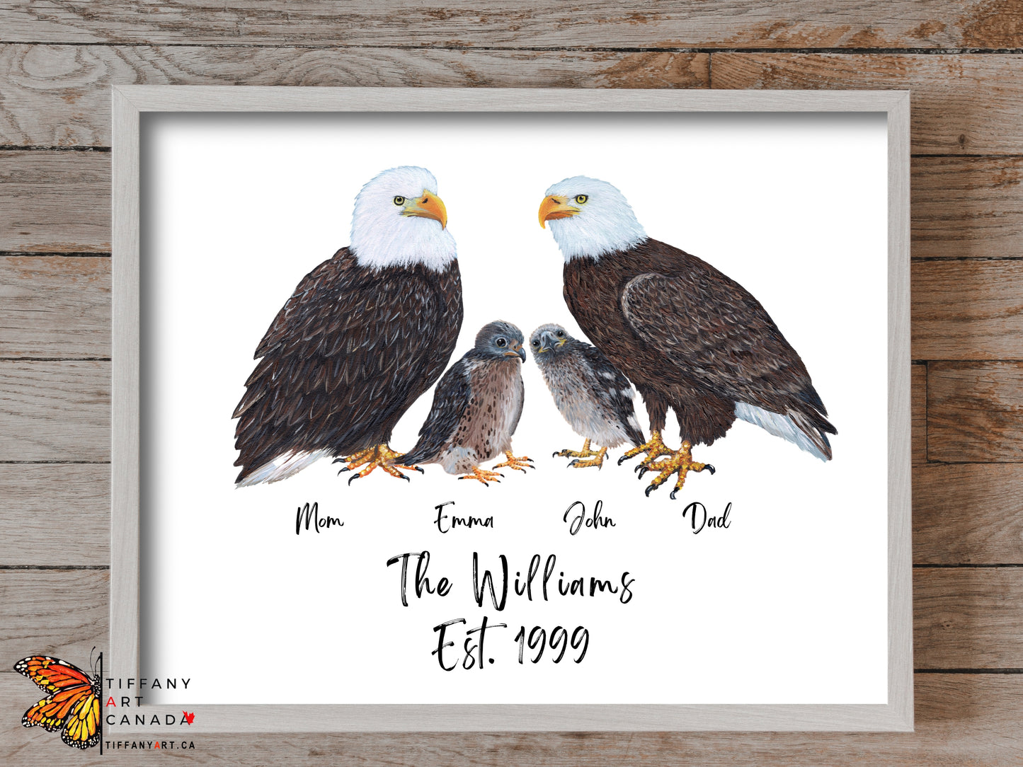 Personalized Eagle Family Print with Custom Names