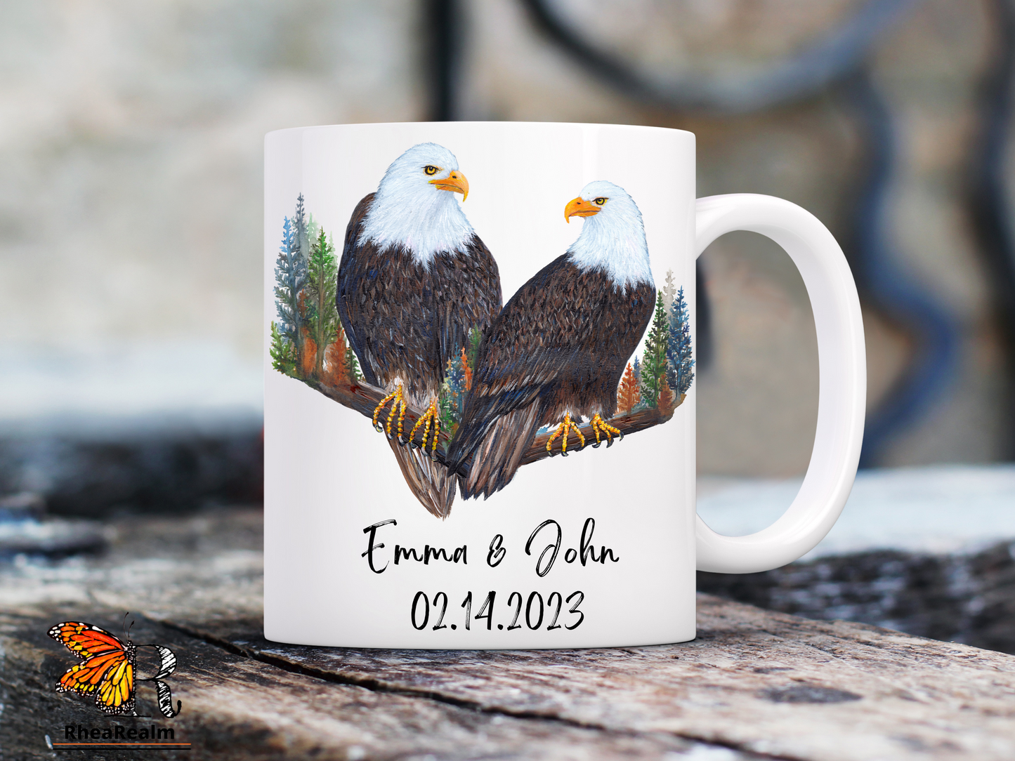 Personalized Bald Eagle Couple Mug