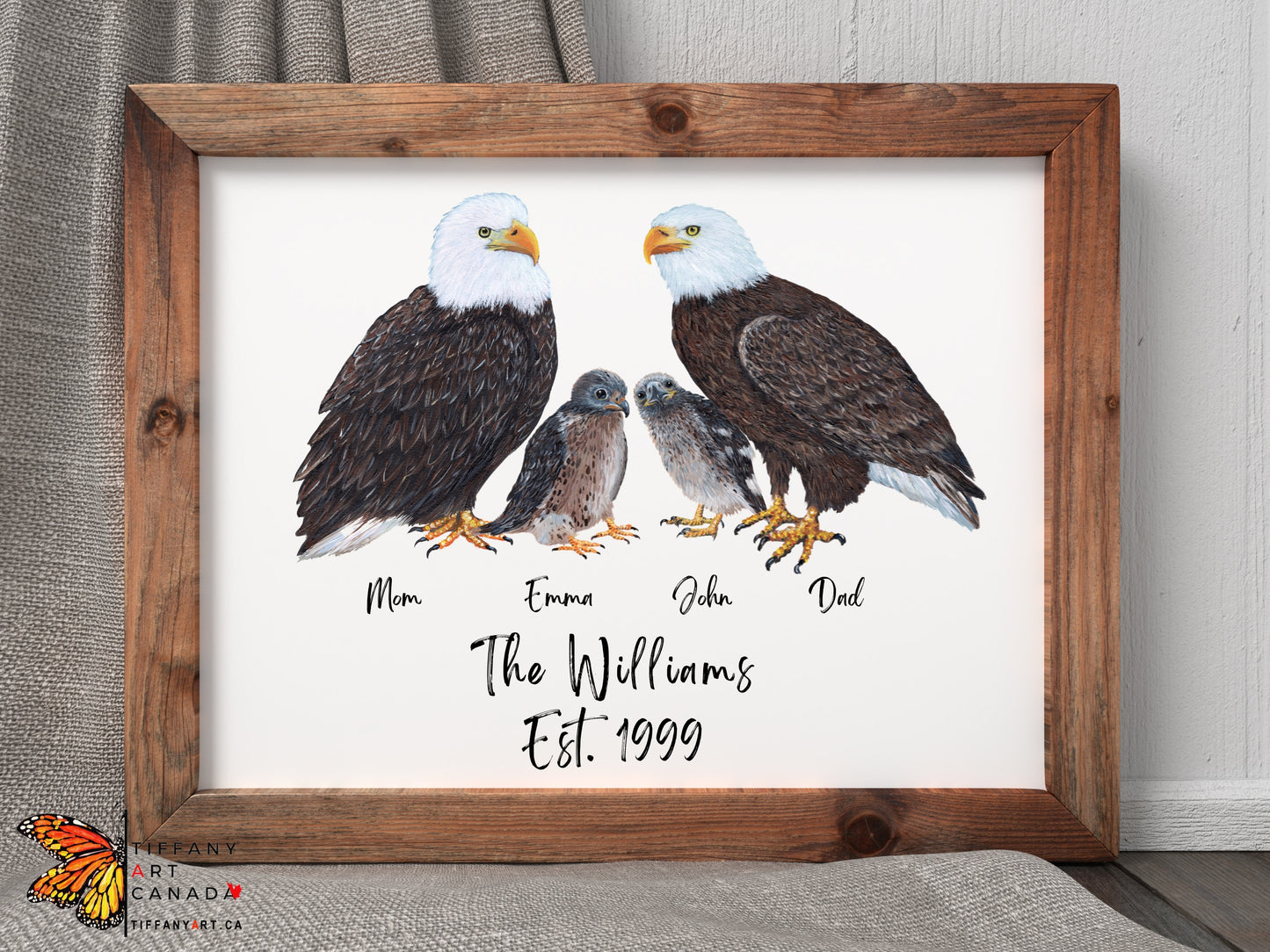 Personalized Eagle Family Print with Custom Names