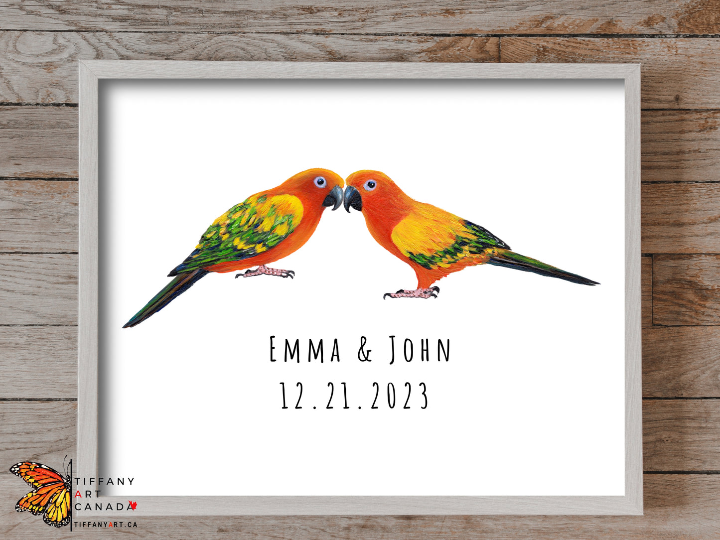 Personalized Sun Conure Couple Print