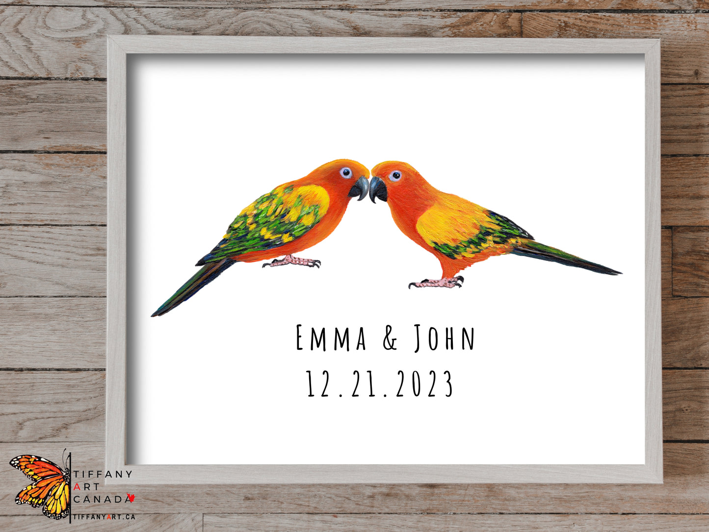 Personalized Sun Conure Couple Print