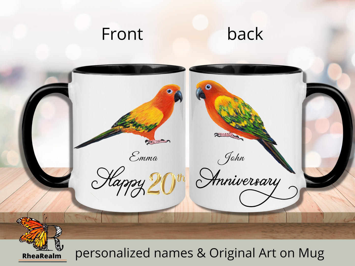 Personalized Sun Conure Couple Mug