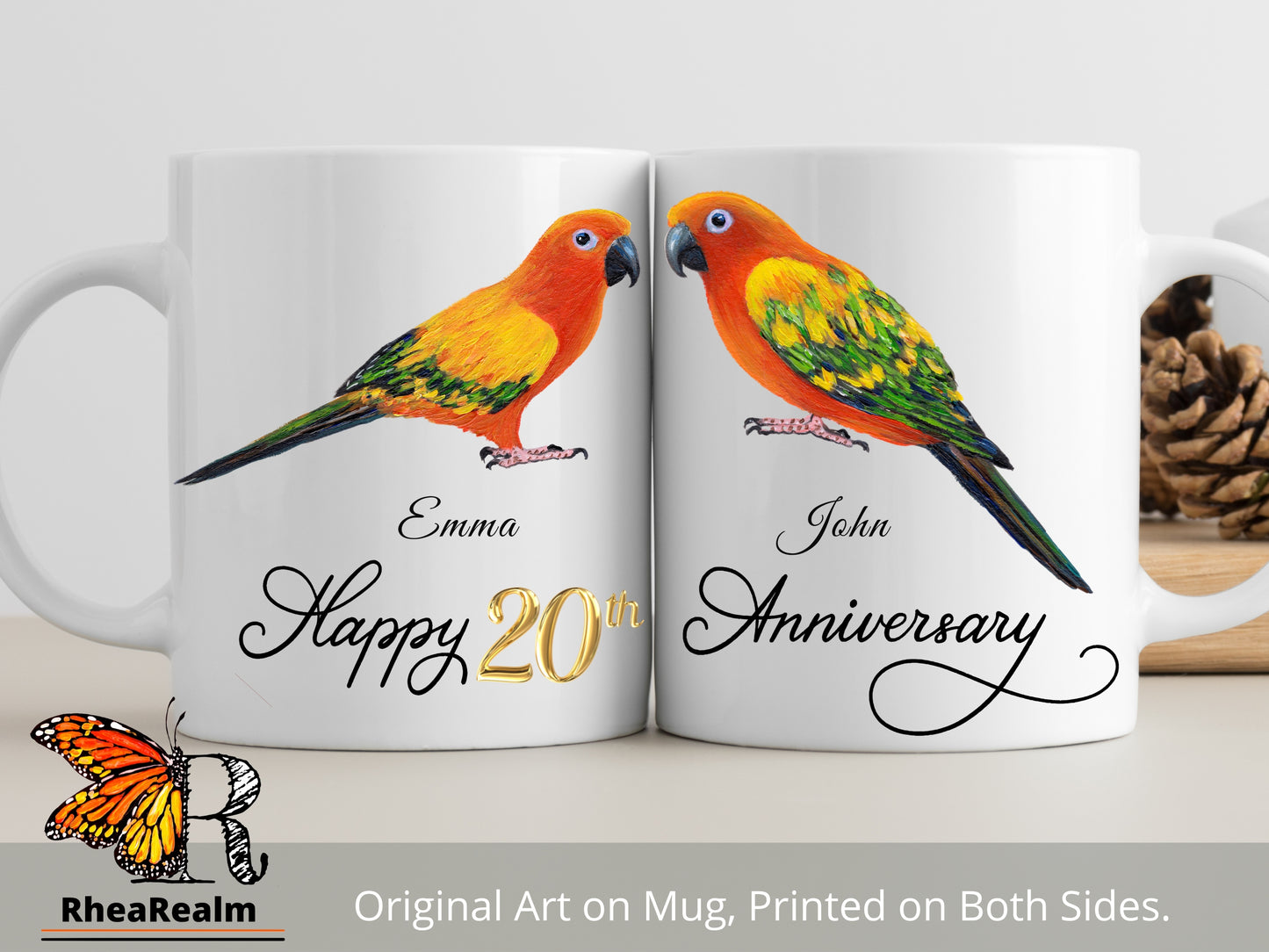 Personalized Sun Conure Couple Mug