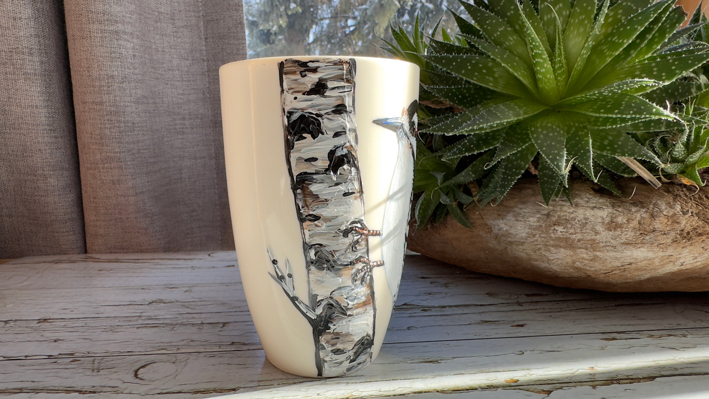 Hand Painted Woodpecker Mug