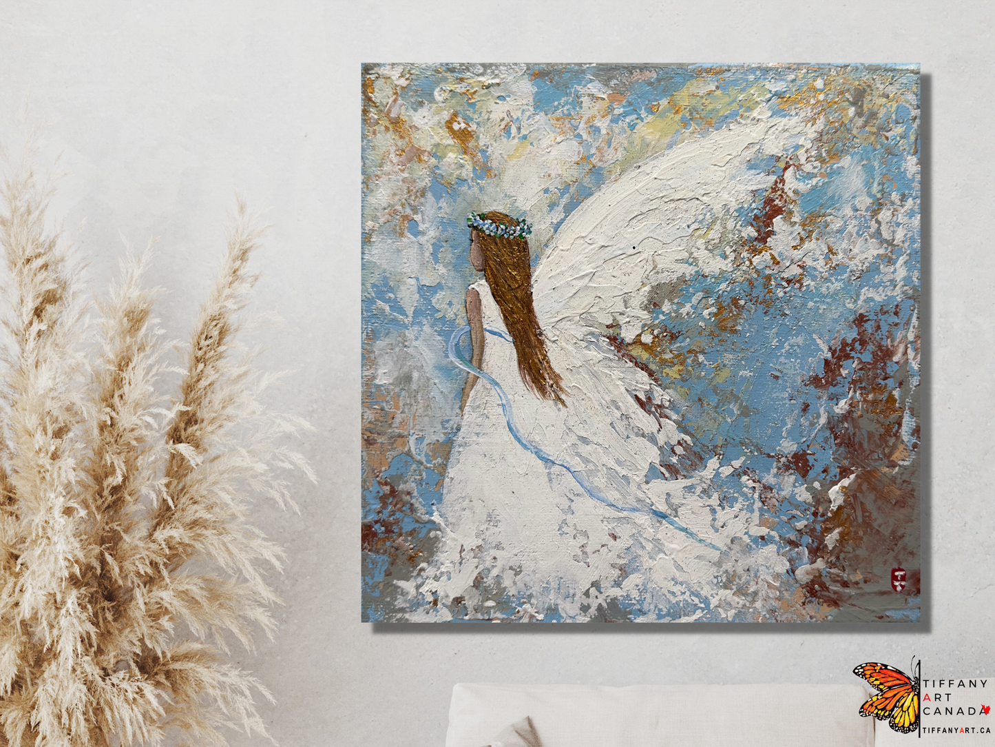 Abstract Guardian Angel Painting on Canvas