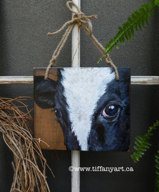 Original cow painting on wood, Cow decor, Cow wallart, Cow artwork, Cow art, Farmhouse cow decor, Gift for Mom, Cow lover gift, Cow on wood