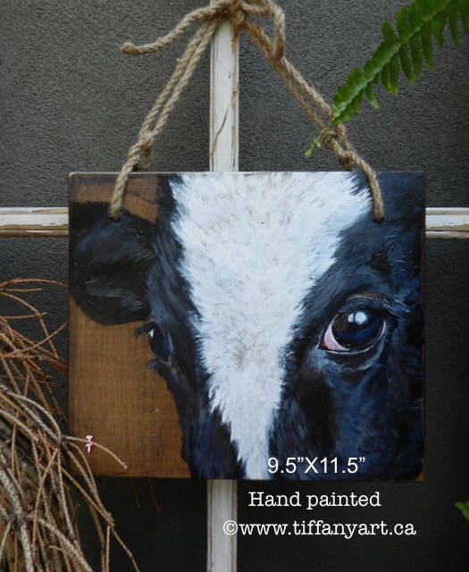 Original cow painting on wood, Cow decor, Cow wallart, Cow artwork, Cow art, Farmhouse cow decor, Gift for Mom, Cow lover gift, Cow on wood