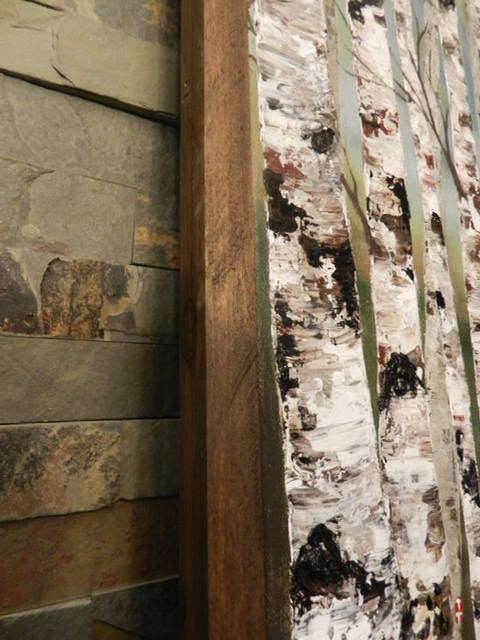 Birch Tree and Red Deer Painting on Canvas