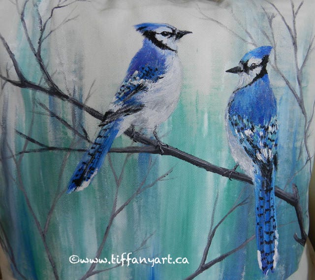 Hand painted pillow, Blue Jay pillow, bird pillow, Blue Jay gift, Blue Jay decor, Blue Jay cushion, love bird pillow, personalized gift