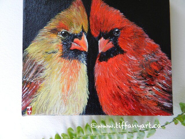 Cardinal Original Painting, Remembrance gift, Sympathy gift, In loving memory gift, Memorial gift, Cardinal decor, Cardinal art,  Cardinal