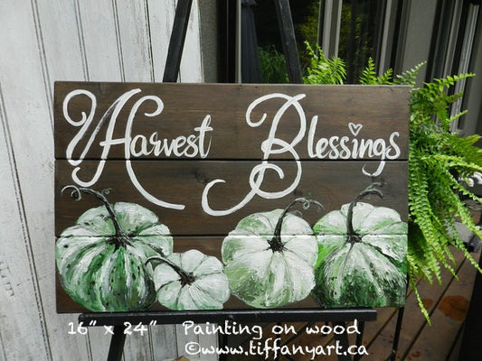 Harvest Blessings wood sign, Fall decor,Autumn decor,Fall decorations,Thanksgiving decor,Halloween decor,Fall sign,Autumn sign,Pumpkin decor