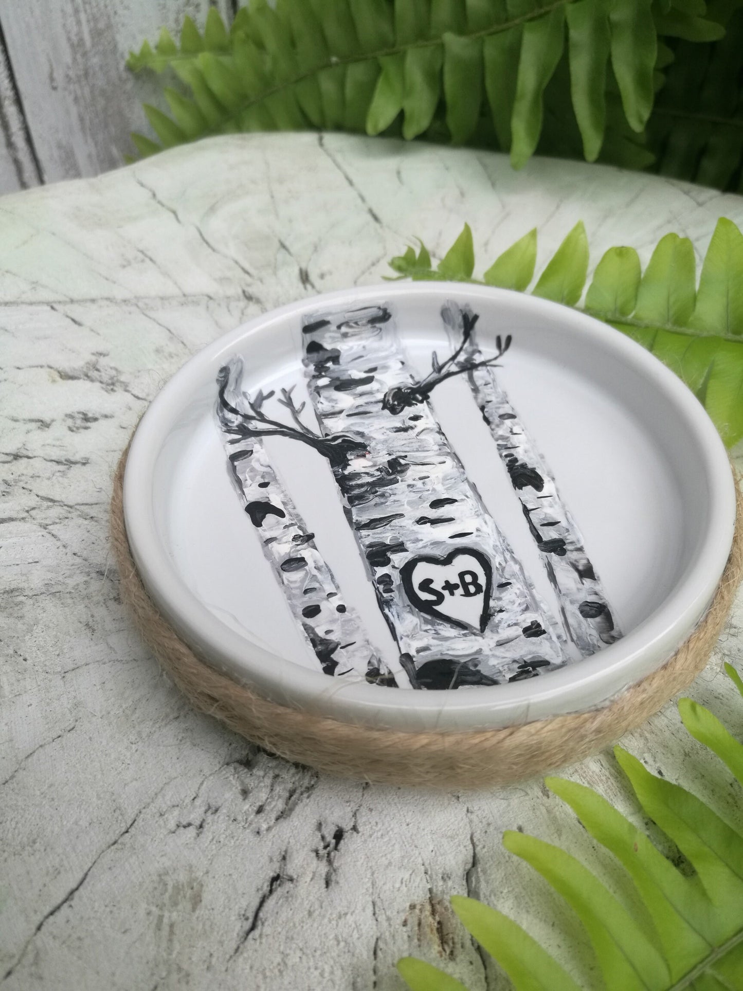 Hand Painted Initials Ring holder