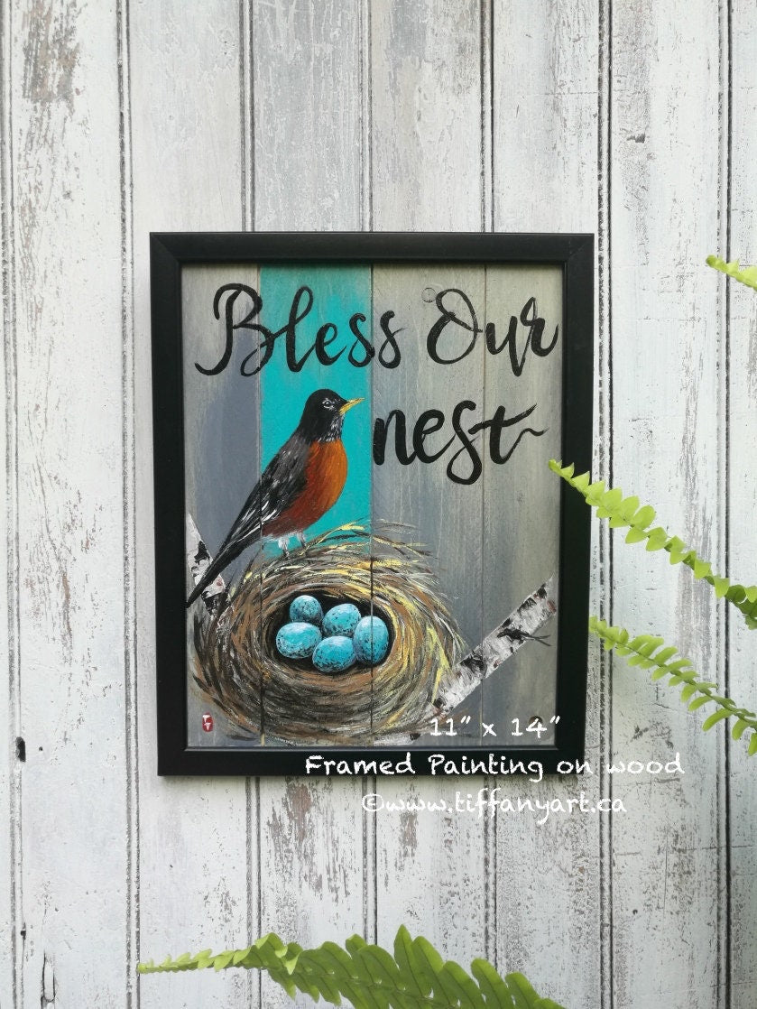 Bless Our Nest, Our nest, Easter decor, Easter decoration, Our nest sign, Birds nest wood sign, Robin eggs wall decor, Robin nest, Our nest