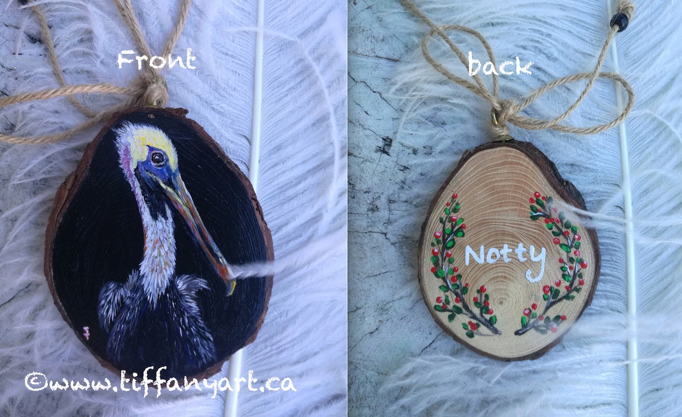 Custom pet ornament, Hand Painted Pet Ornament, bird Ornament, Pet Ornaments, Pet memorial,  Custom bird portrait, pelican ornament, pelican