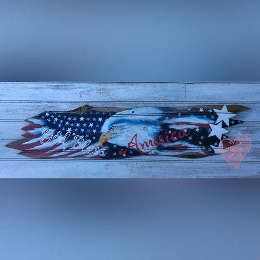 God Bless America, Patriotic gift, Bald Eagle, American flag, Veterans day, America flag on wood, Eagle wall decor, USA flag, God bless USA