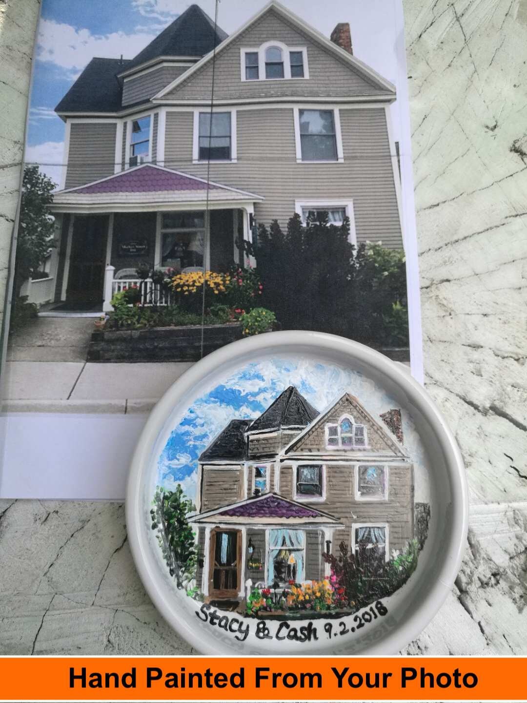 Hand Painted Our First Home Ring Dish