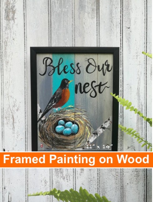 Bless Our Nest, Our nest, Easter decor, Easter decoration, Our nest sign, Birds nest wood sign, Robin eggs wall decor, Robin nest, Our nest