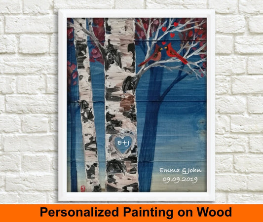 Personalized Cardinal Couple Painting | Wedding Gift