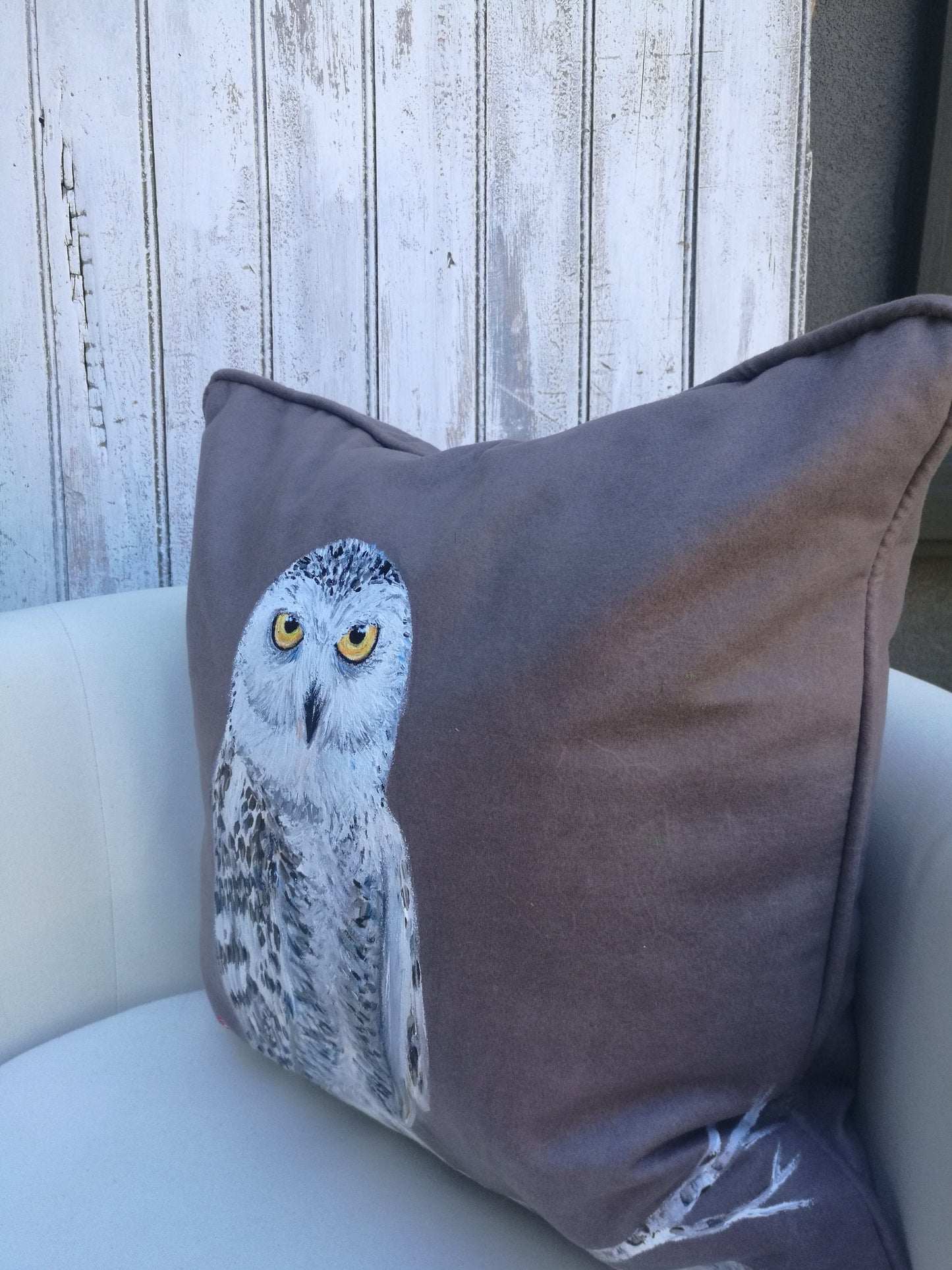 Owl Pillow, Hand painted pillow, Owl painting, Owl decor, Owl gifts, Snowy Owl painting, Owl art, Owl decoration, Owl lover gift, Snowy owl