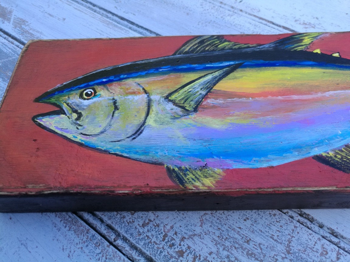 Fish painting on wood Coastal Decor Fishing Gifts for Men Fishing gifts Saltwater Fish art Beach Decor Fish Decor Fish Wall Art