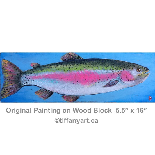 Fishing Painting, Rainbow Trout Painting, Gifts for Him, Fishing Gift, Fisherman Gift, Fish Decor, Fish Wall Art, Lake House Decor, Fish Art