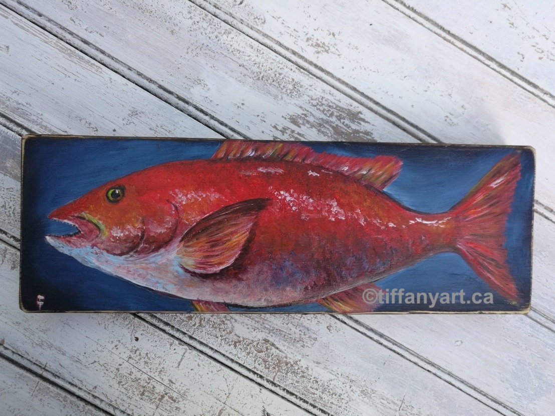 Fish painting, Red Snapper painting, Fishing Gifts for Men, Fishing gifts,  Saltwater Fish art, Fish Decor, Fish Wall Art, Red Snapper Art