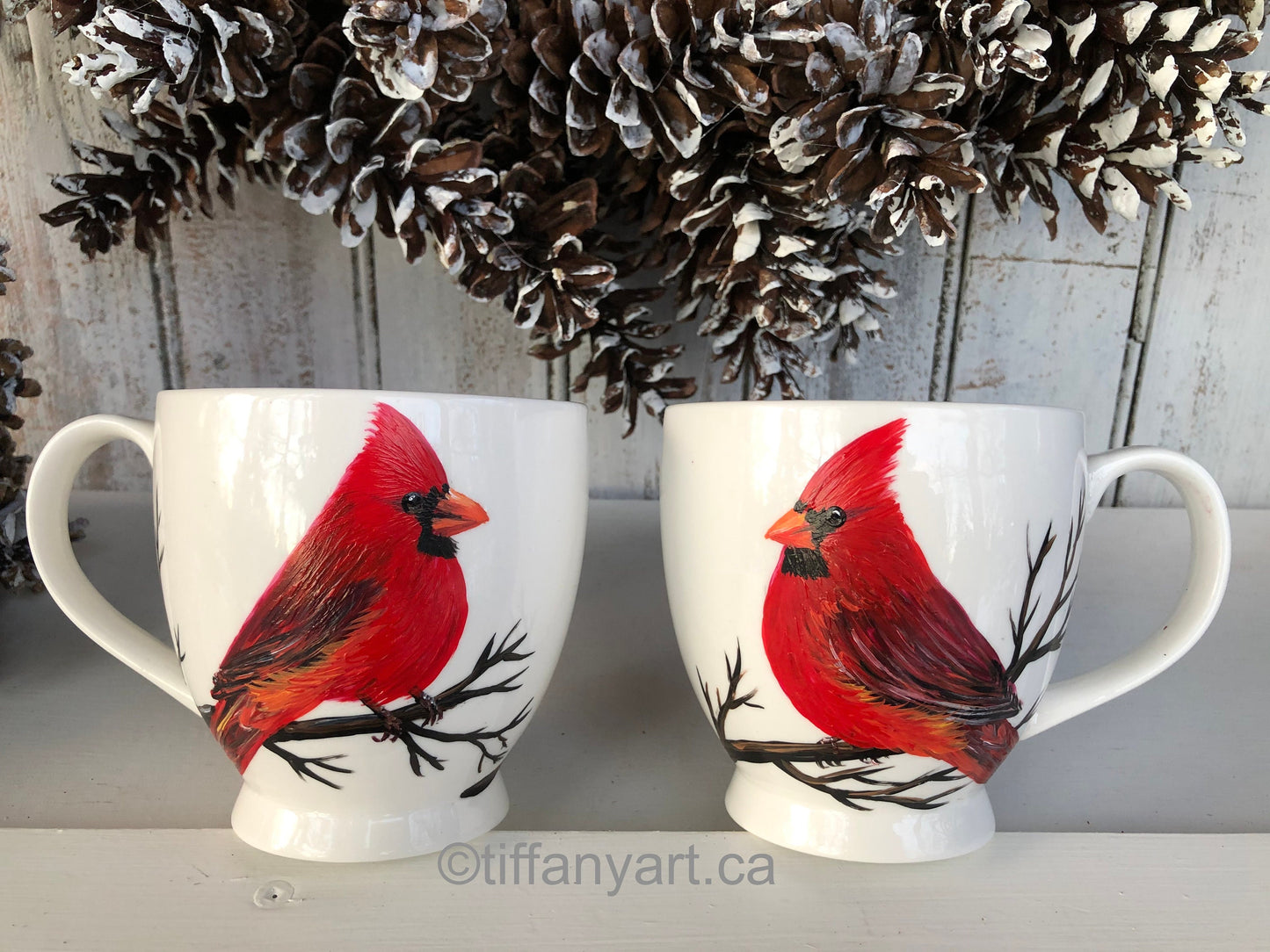 Hand painted Cardinal mug