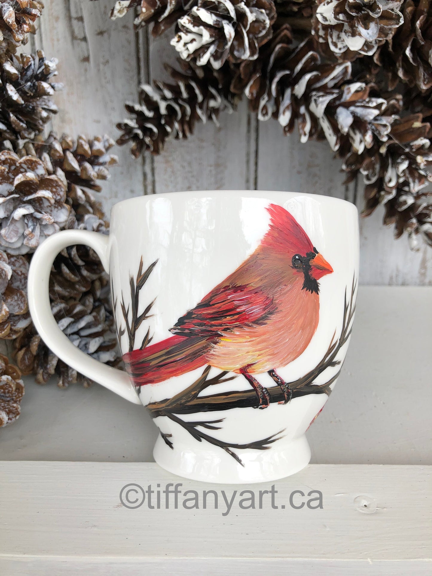 Hand painted Cardinal mug