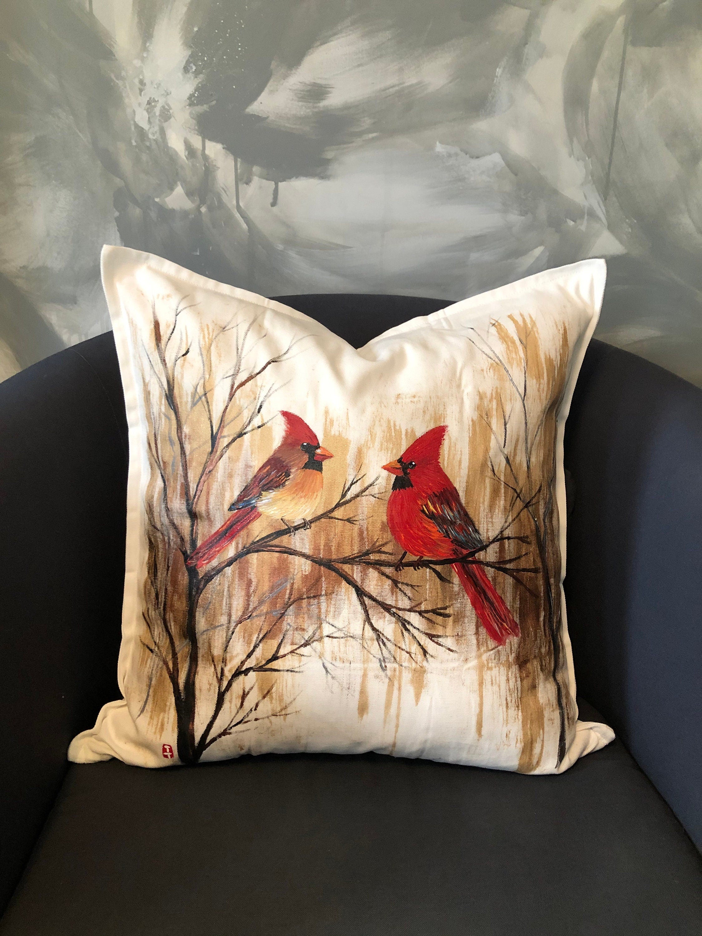 Red cardinal throw hot sale pillow