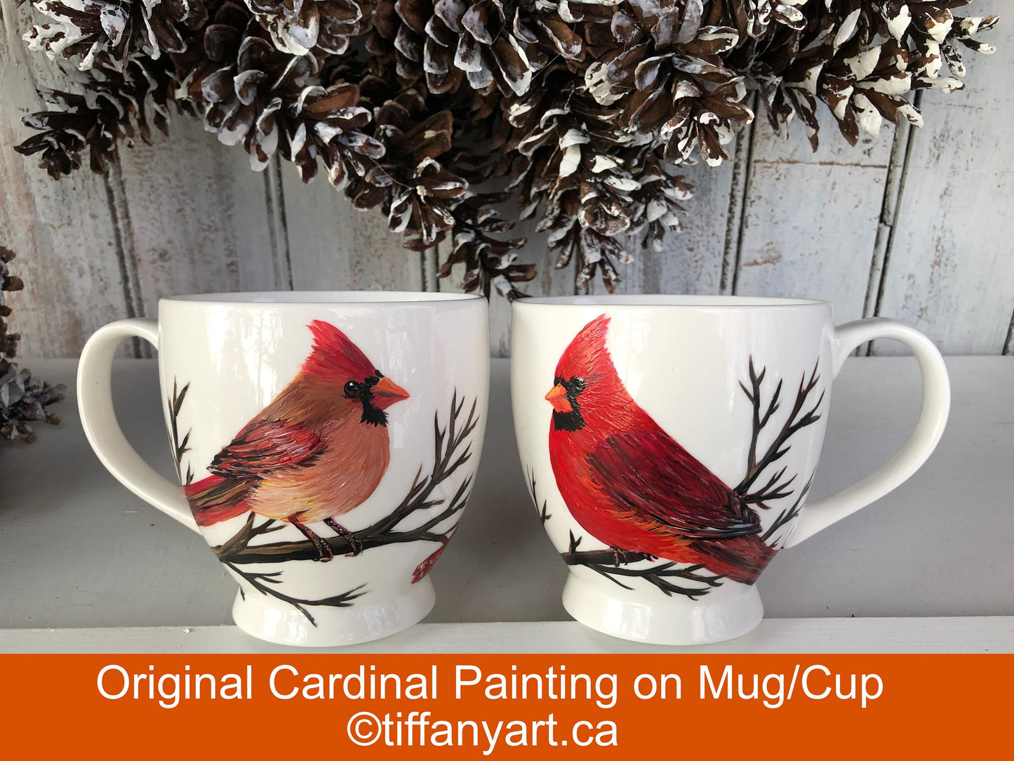 Hand painted Cardinal mug