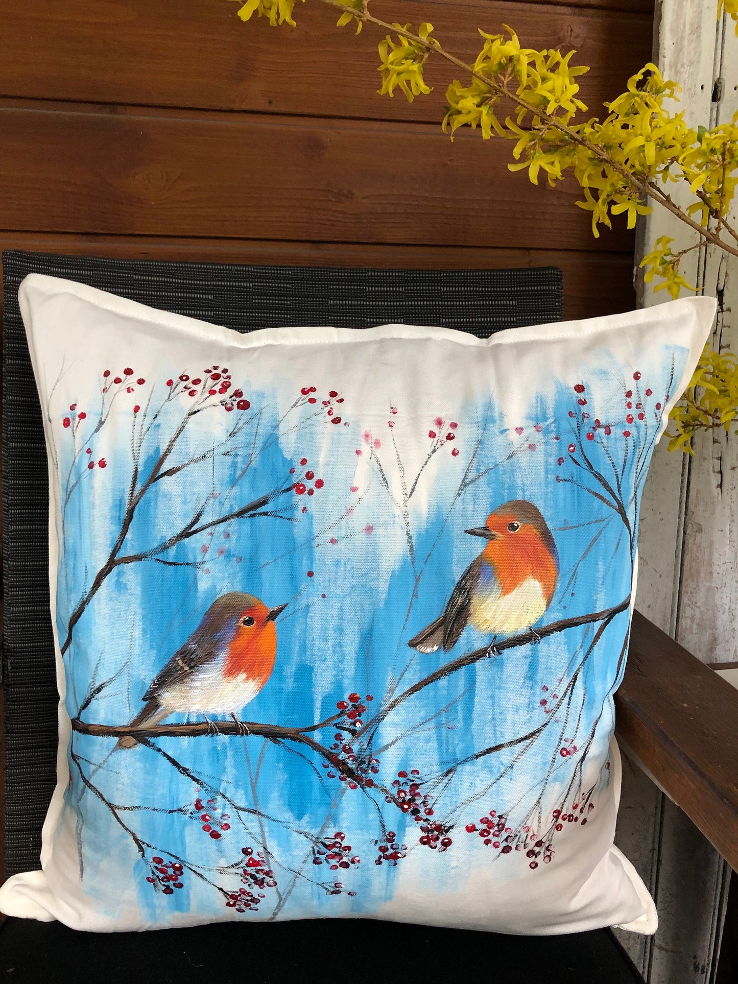 Love birds painting, painted Pillow cover, cushion cases, hand painted pillow, decorative pillow, hand painted cushion, designer pillow