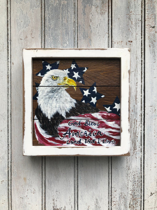 God Bless America, Bald Eagle Decor, American Flag Decor, Bald Eagle Sign, God Bless America, Patriotic decor, America sign, USA wall art