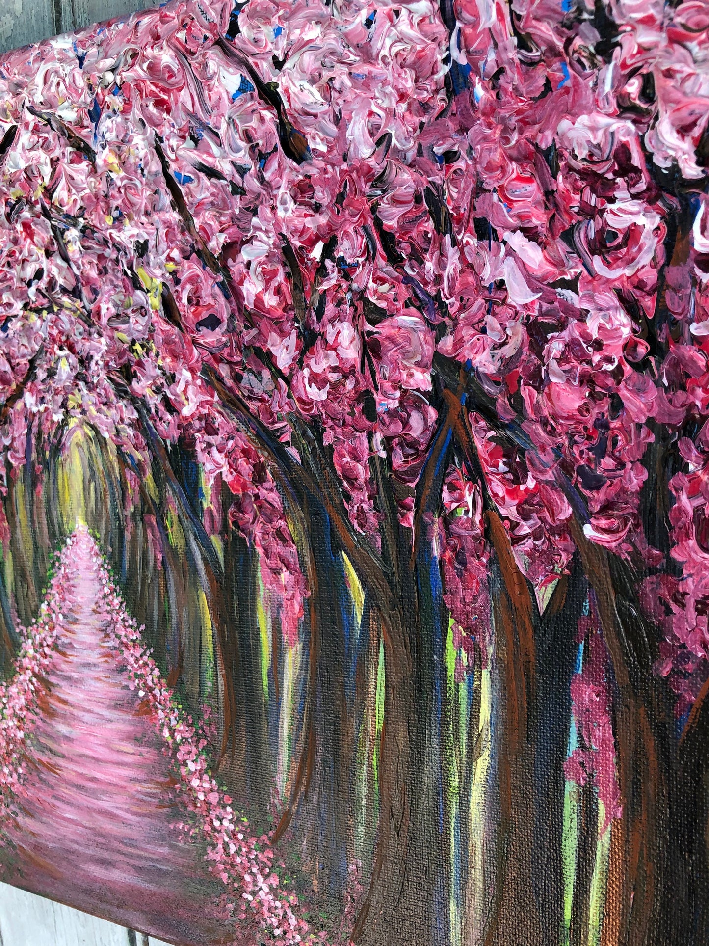 Cherry Tree Blossom Canvas Wall Art, Cherry Tree Original Painting, Pink Tree painting, Pink Art Decor, Spring tree Painting