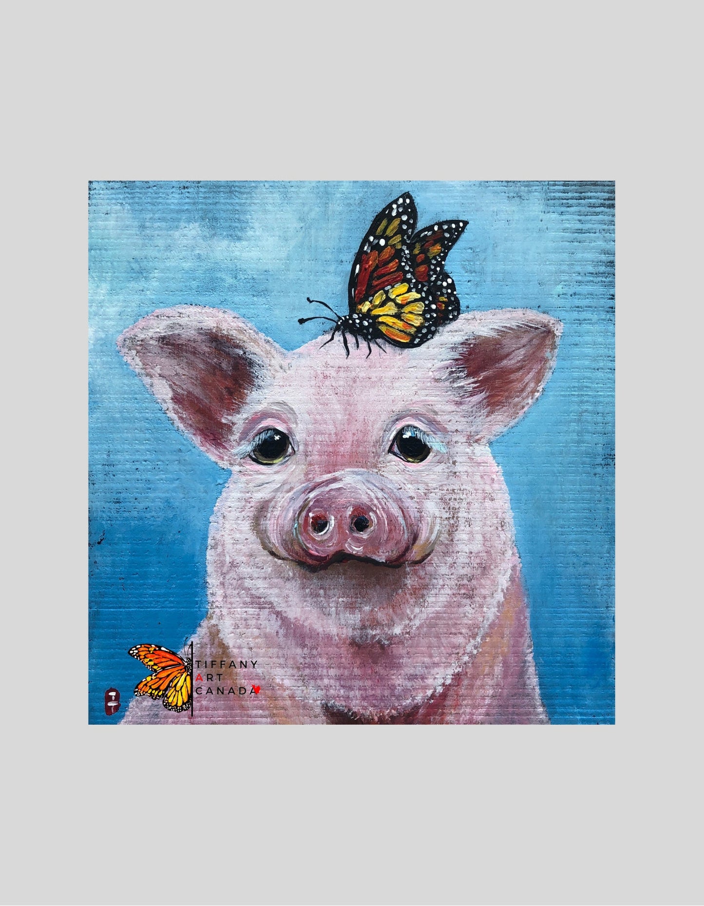 Farmhouse decor, Farmhouse animals art, Pig painting, Pig gifts, Pig art, Pig painting on wood, pig wall art, Pig decor, Pig and butterfly