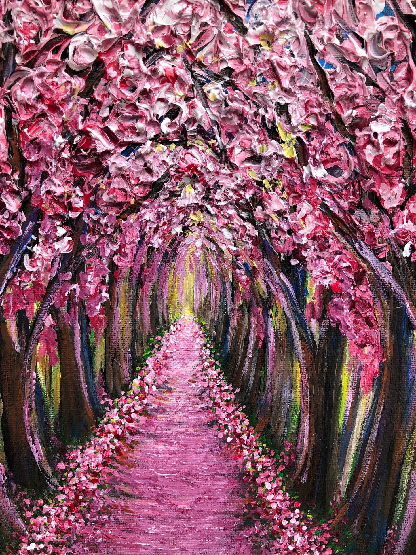 Cherry Tree Blossom Canvas Wall Art, Cherry Tree Original Painting, Pink Tree painting, Pink Art Decor, Spring tree Painting