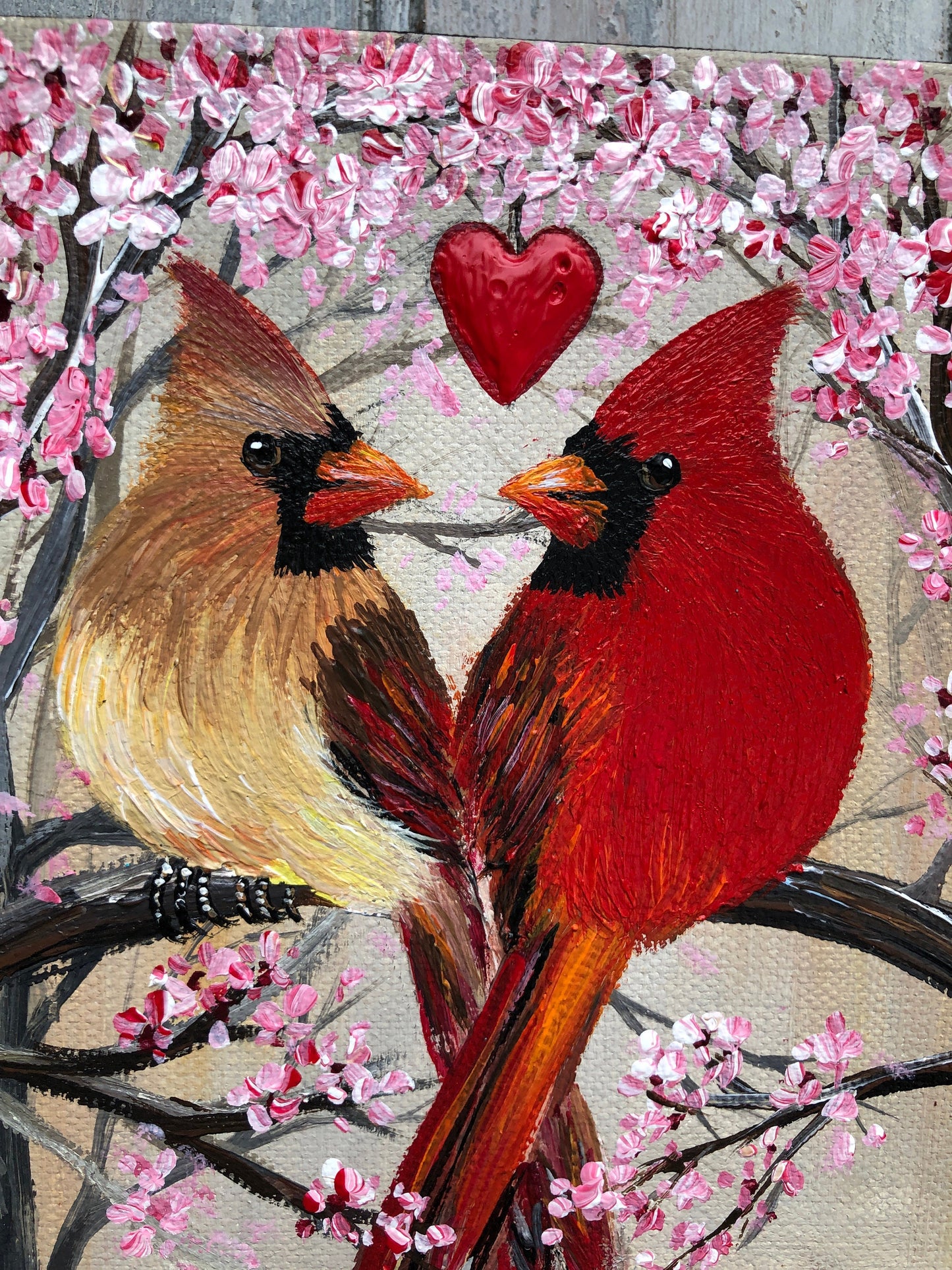 Personalized Wedding gift, Cardinal Couple Painting