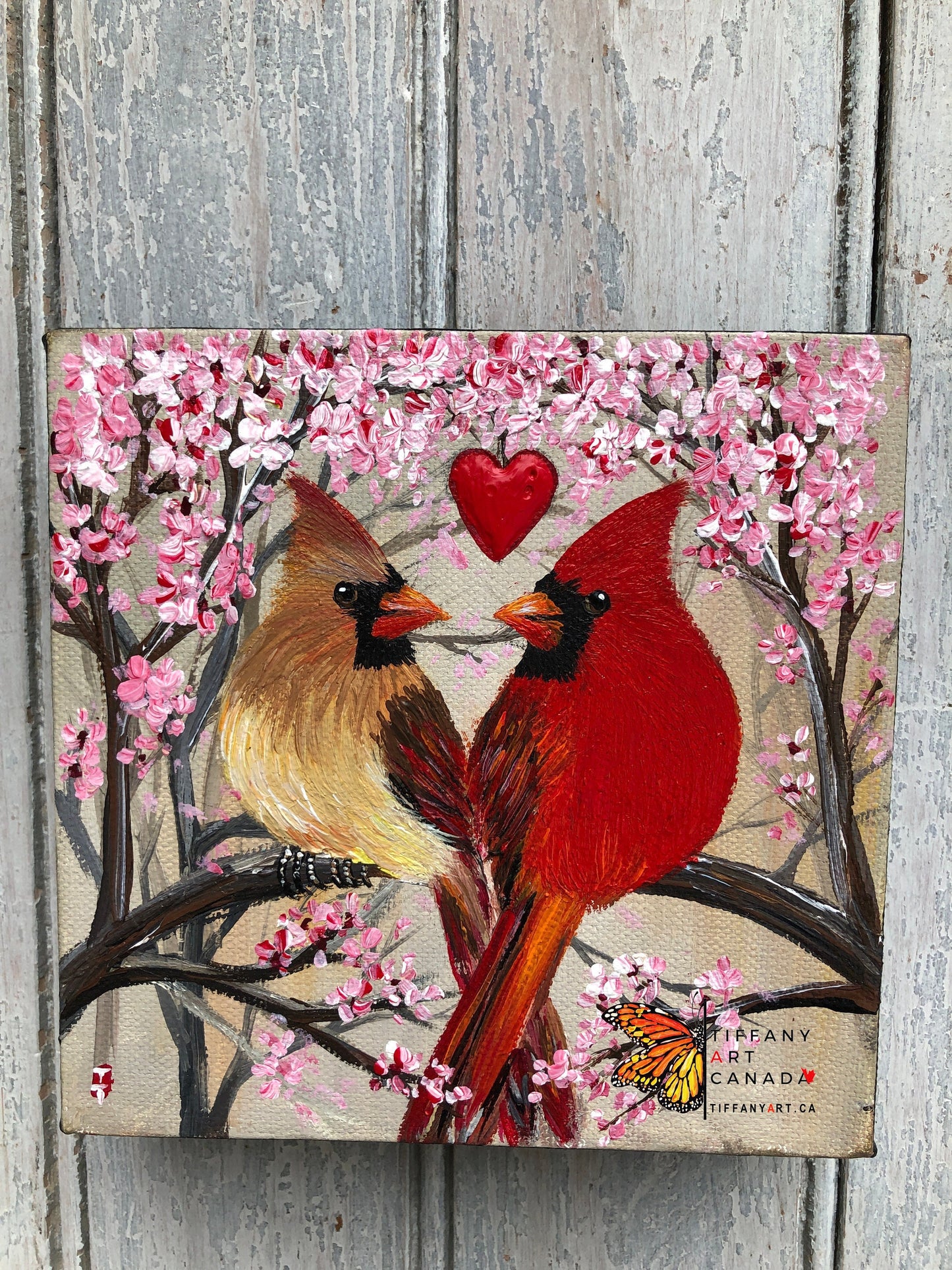 Personalized Wedding gift, Cardinal Couple Painting