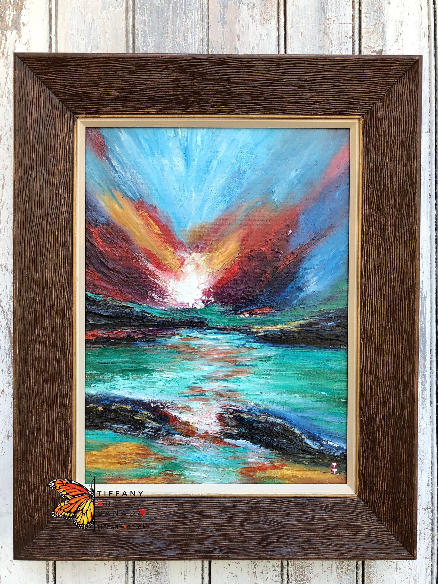 Original Sunset ocean oil painting