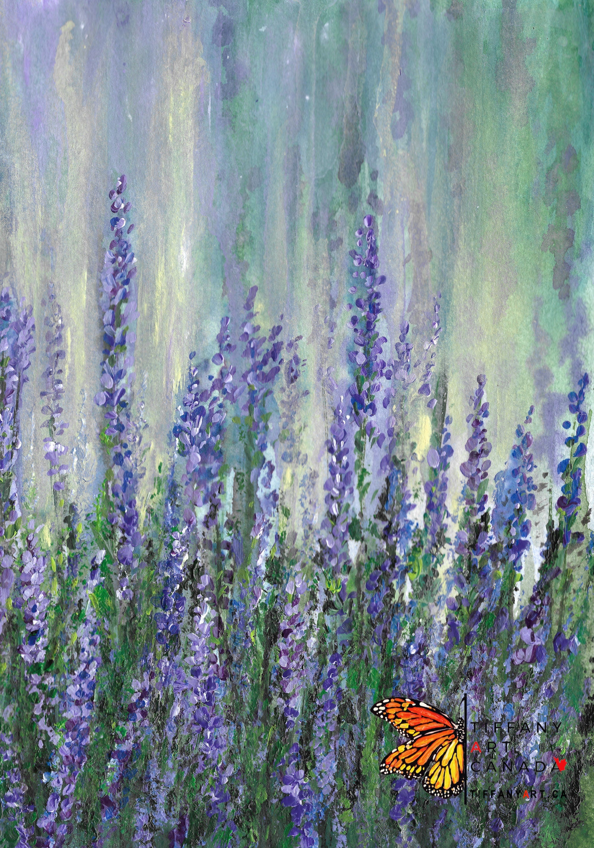 Lavender Field Painting Set Of 2 Flowers Painting Abstract