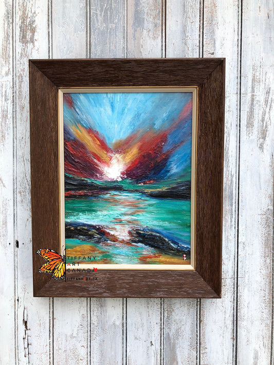 Original Sunset ocean oil painting