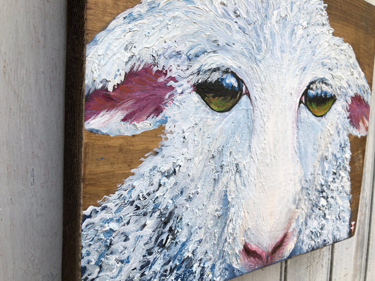 Original Sheep Painting on Wood, Sheep Art, Sheep Artwork, Sheep Gift, Sheep Lover Gift, Farm Animal Painting, Farmhouse decor,Lamb painting